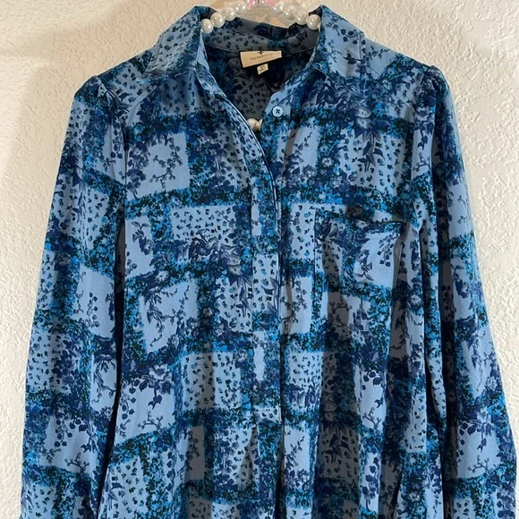 TUCKERNUCK Trellis Vine Crepe Callahan Shirt Dress With Pockets Size XS - Picture 5 of 14